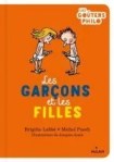 Couverture du livre 'Les Garçons et les Filles' avec des illustrations d'un garçon et d'une fille sur un fond orange.
