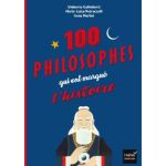Couverture du livre '100 philosophes qui ont marqué l'histoire', présentant un personnage philosophique sur fond bleu.
