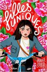 Couverture du livre 'Filles uniques' d'Anne Loyer, montrant une jeune fille à vélo avec un fond floral vibrant.