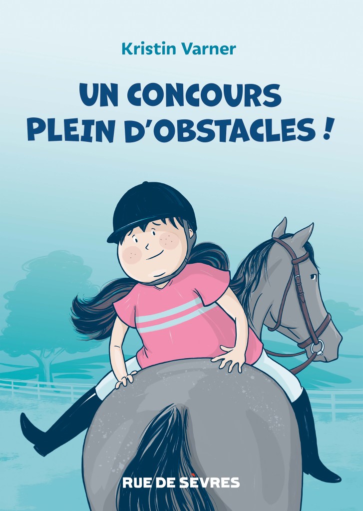Couverture du livre 'Un concours plein d'obstacles !' avec une jeune cavalière sur un cheval, illustrée dans un style coloré.