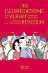 Couverture du livre 'Les Illuminations d'Albert Einstein' avec des illustrations colorées sur fond rose.