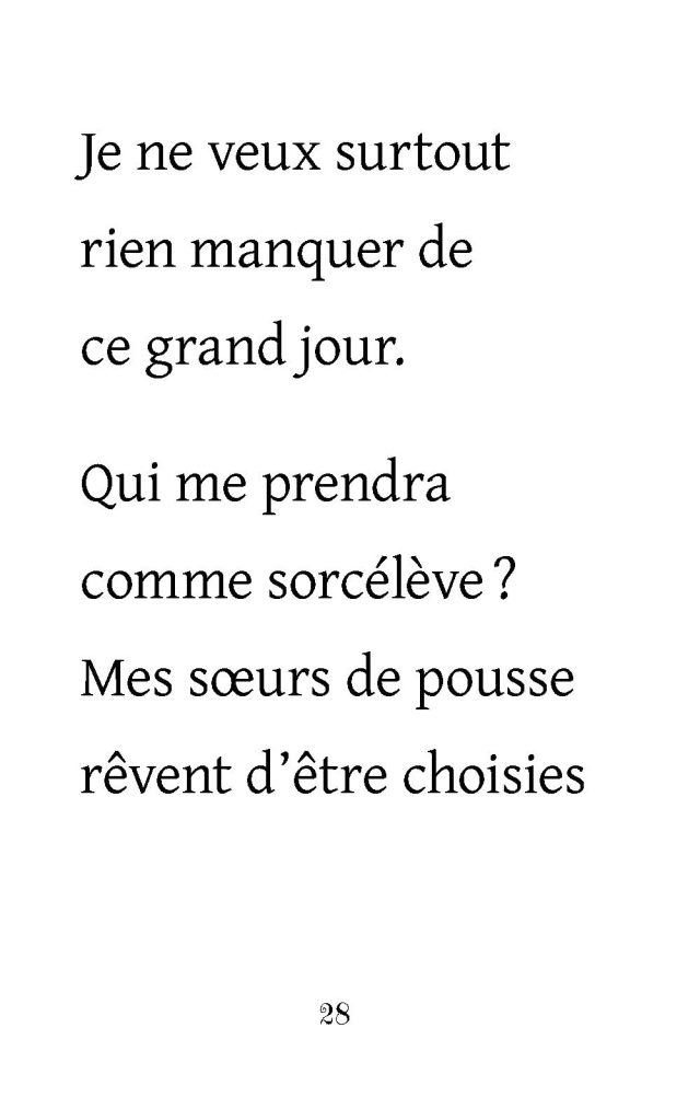 Texte d'un livre en français sur l'importance d'un grand jour et des choix entre sœurs.