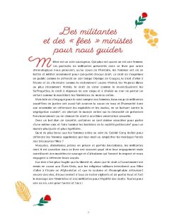 Page d'un document en français sur le leadership féminin, ornée de motifs floraux.