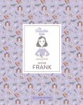 Couverture d'un livre avec une illustration stylisée d'Anne Frank sur un fond violet orné d'objets variés.