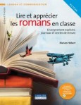 Couverture d'un livre intitulé 'Lire et apprécier les romans en classe', avec des illustrations d'oiseaux et d'un avion sur un fond d'un livre ouvert.