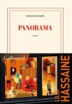 Couverture du livre 'Panorama' de Cécile Houssaye, publiée par Gallimard, présentant des illustrations d'une scène intérieure.