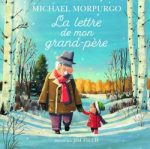 Couverture du livre 'La lettre de mon grand-père' de Michael Morpurgo, montrant un grand-père et une petite fille marchant dans un paysage d'hiver.