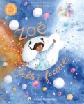 Couverture du livre 'Zoé, fille à facettes', illustrée avec une fille souriante en vêtements bleus, entourée de sphères colorées et d'un fond étoilé.