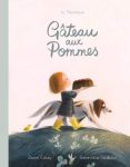 Couverture d'un livre intitulé 'Gâteau aux Pommes' montrant un enfant avec un gâteau et un chien.
