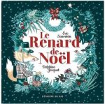 Couverture du livre 'Le Renard de Noël' illustrée avec des motifs festifs, mettant en avant un renard et des éléments de Noël.