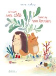 Illustration d'un hérisson et d'un renard, chacun de leur côté d'une plante, avec des éléments naturels autour et un fond coloré. Le texte 'Chacun son côté, chacun son terrain' est inscrit en haut.