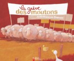 Couverture du livre 'La grève des moutons' de Jean-François Dumont, illustrant un groupe de moutons en procession avec des pancartes.